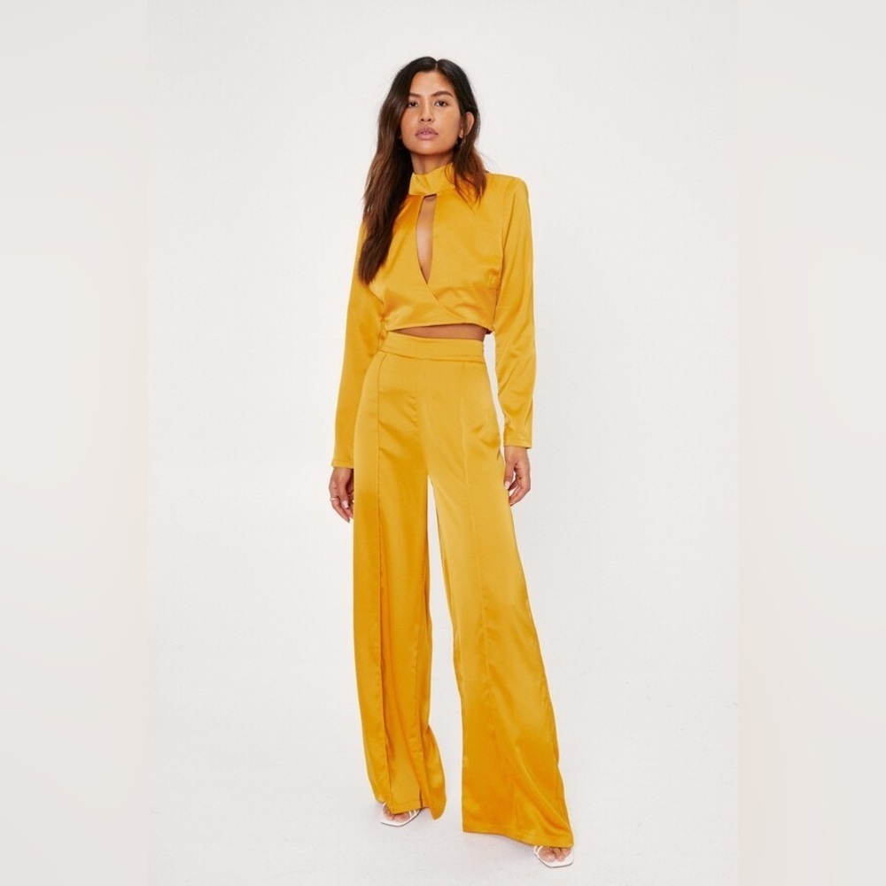 Nasty Gal Womens Extreme Wide Leg Satin Pants